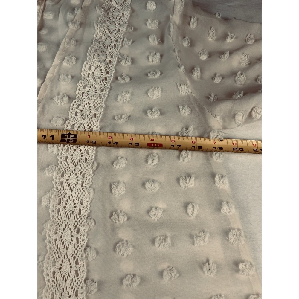 Maurices Sheer Open Cardigan Swiss Dot Cover Up Crochet Fairy Boho Ivory Med - Picture 11 of 11
